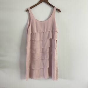Eileen Fisher | Women’s 100% Silk Blush Pink Georgette Tiered Sleeveless Dress M